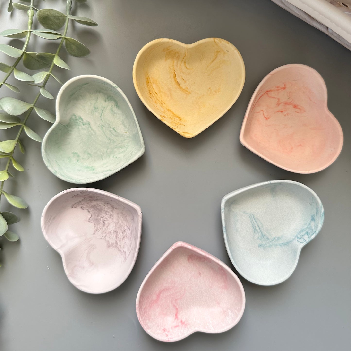 Heart Ring Dish- Pastel Marble effect