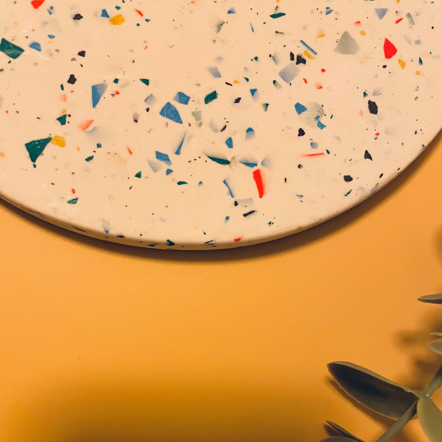 Large Round Tray- Red accent terrazzo