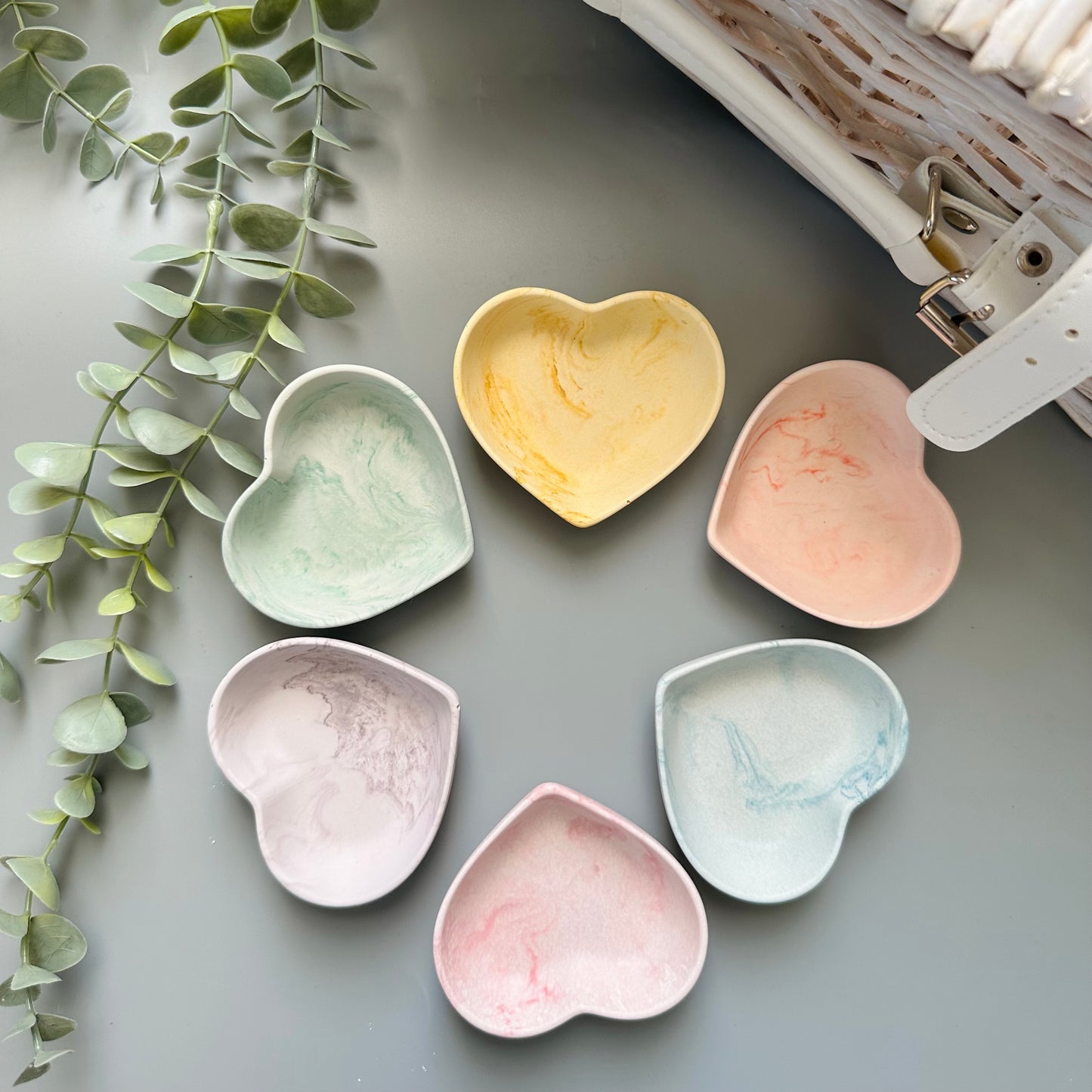 Heart Ring Dish- Pastel Marble effect