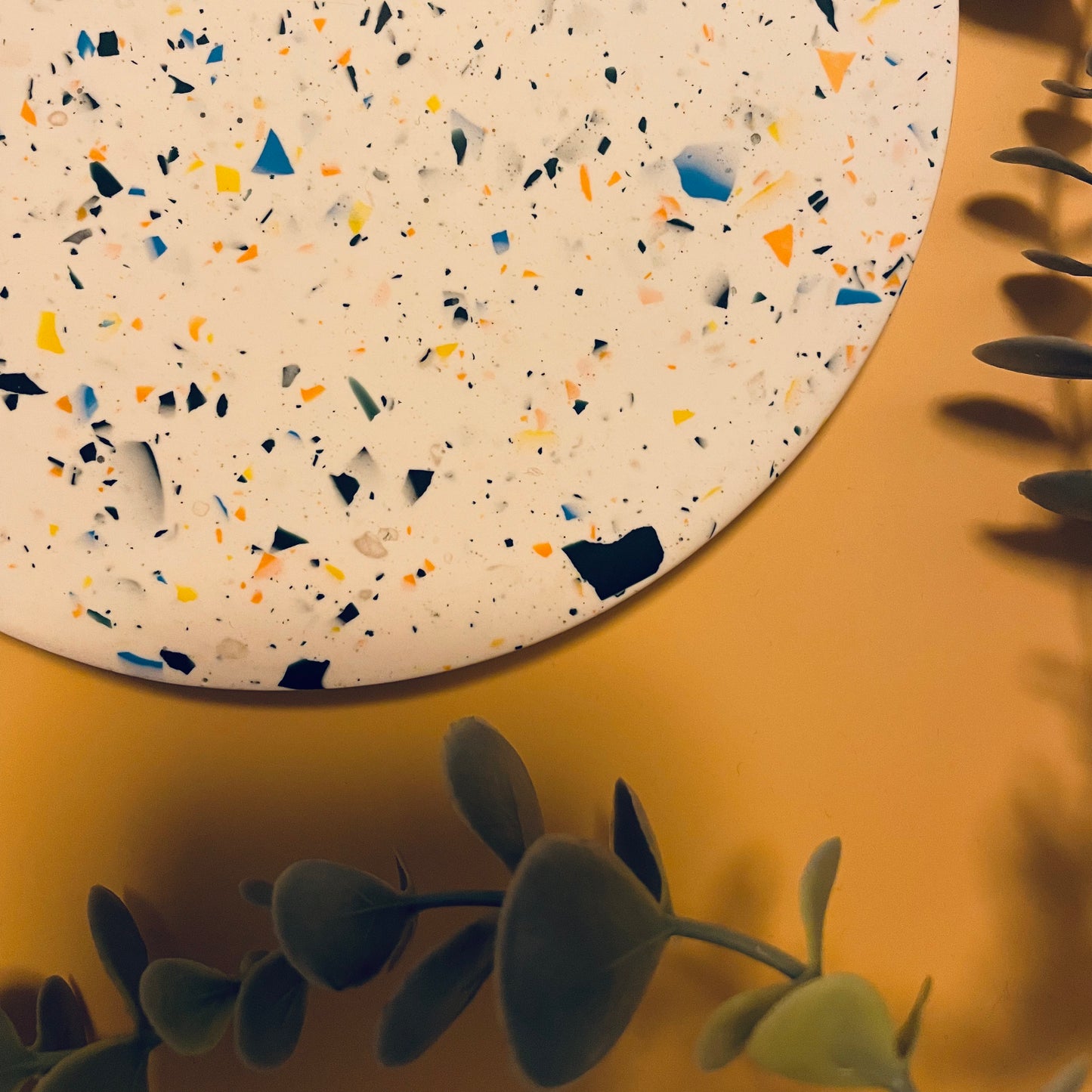 Large Round Tray- Yellow accent terrazzo